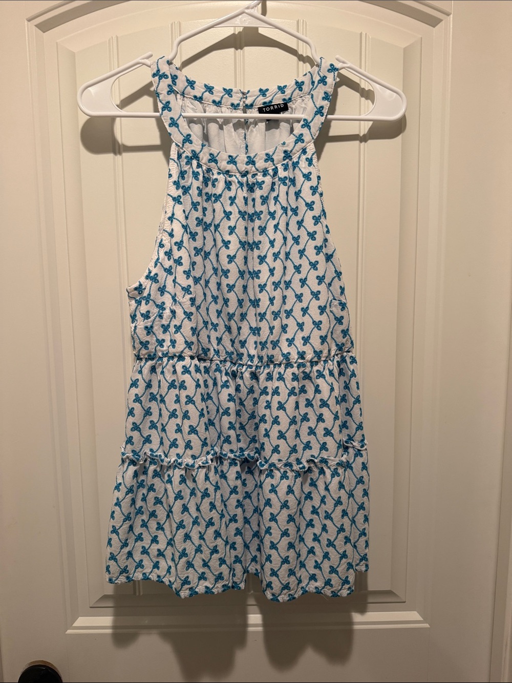 torrid White Dress with Blue Print Halter